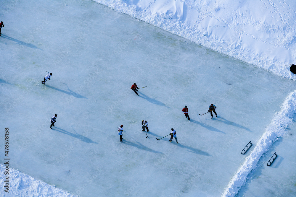 Fototapeta premium Outdoor Hockey and Winter Sports Quebec Canada