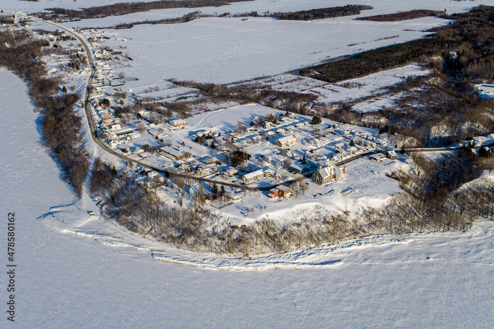 Quebec Village in Winter Near Trois-Rivieres