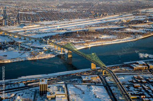 Belvedere Jacques Cartier Bridge Montréal and Region in Winter. Quebec Canada