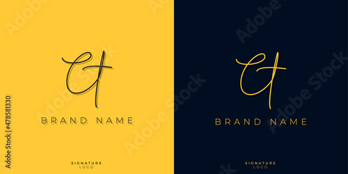 Minimal line art letters CT Signature logo. It will be used for Personal brand or other company.
