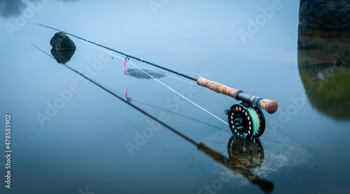 Fotografiet Fly rod with water reflection