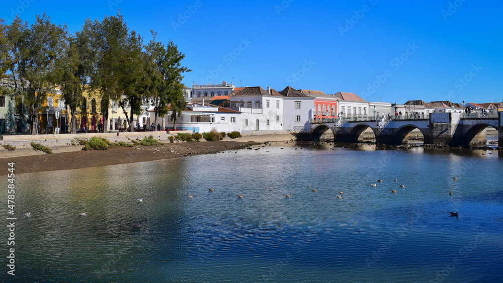 Scenic town of Tavira by the Gilao river, Algarve, Portugal