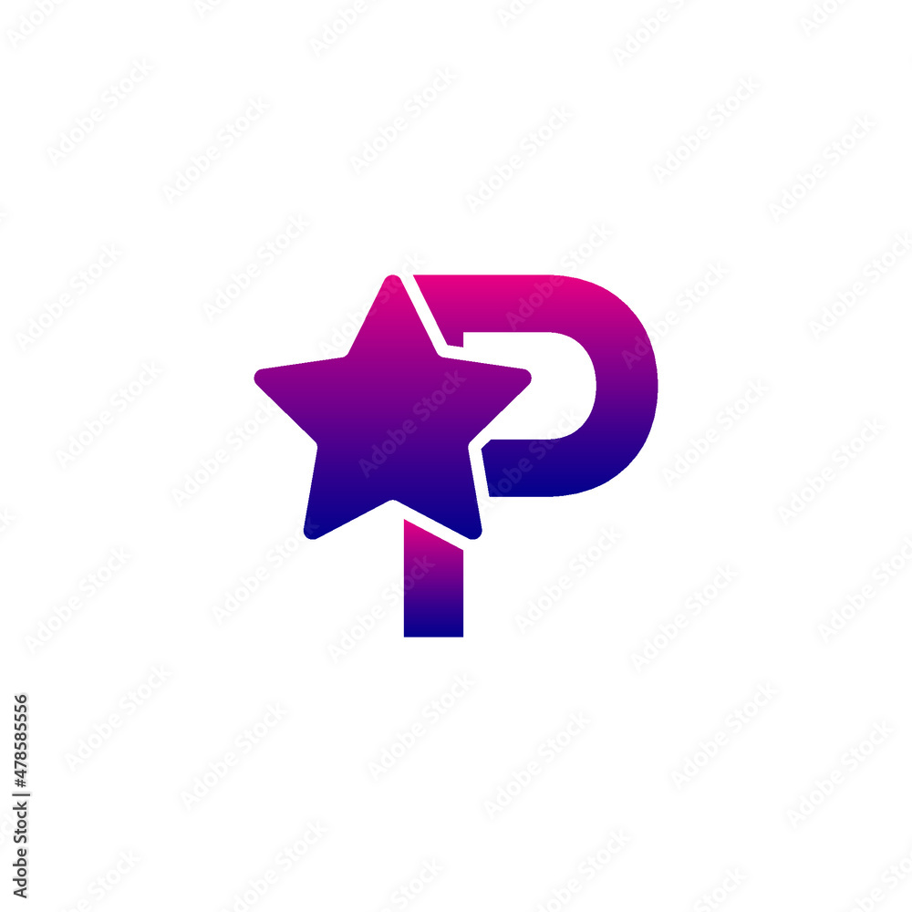 Vector initial P and star modern logo design Vector initial P and star modern logo design