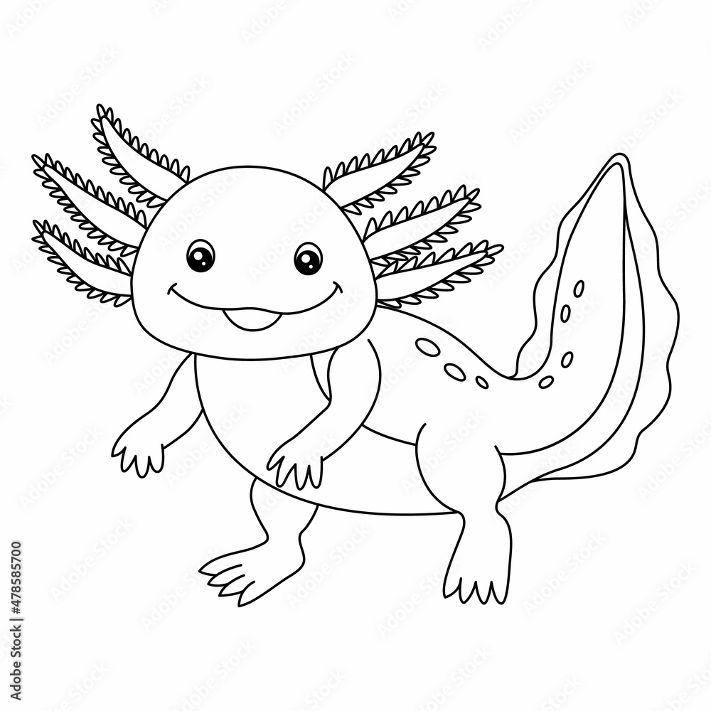 Axolotl coloring page isolated for kids stock vector adobe stock