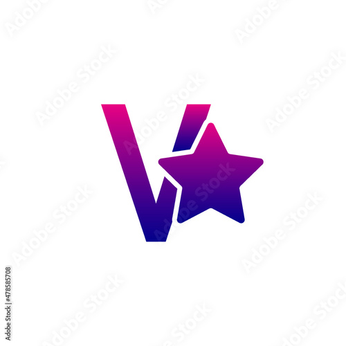 Vector initial V and star modern logo design