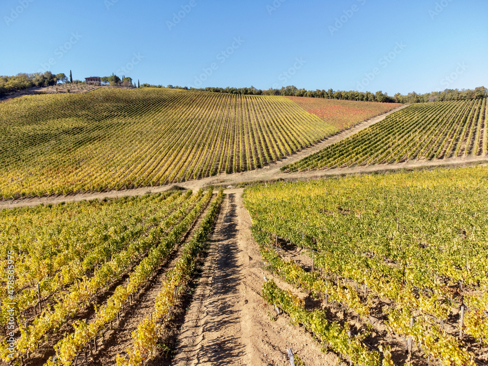aerial view of the chianti in Tuscany
