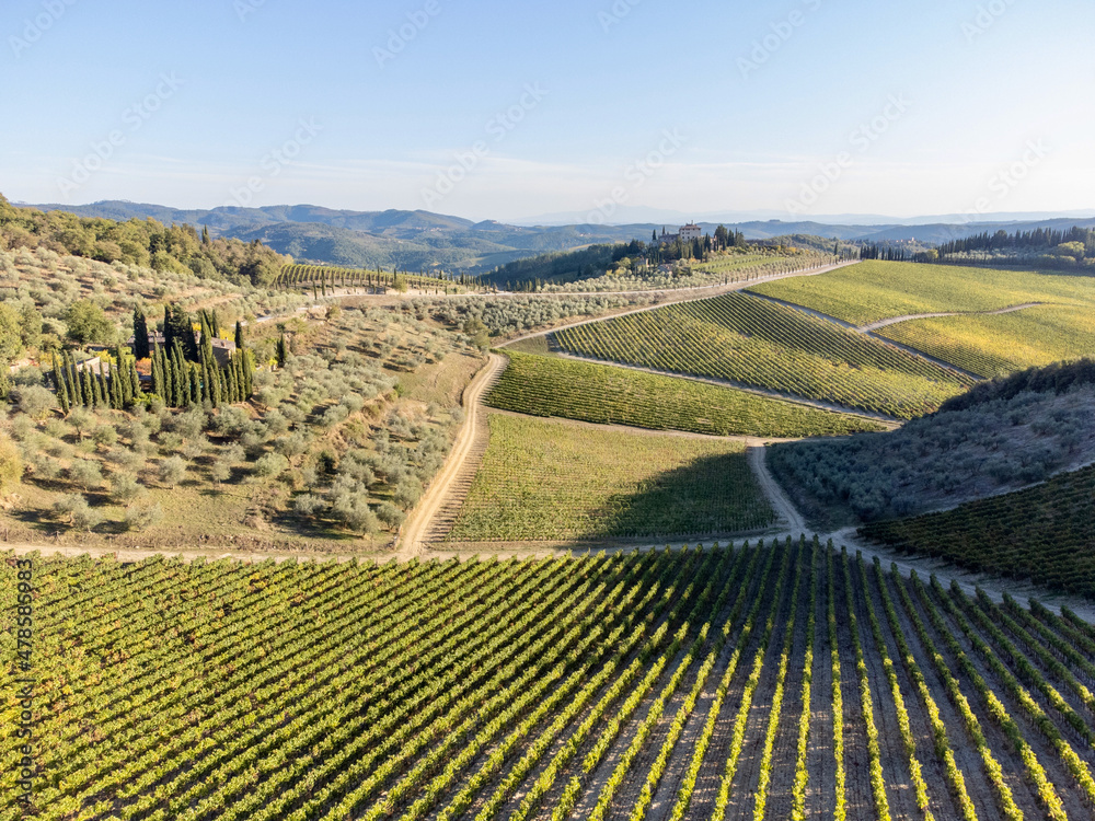 aerial view of the chianti in Tuscany