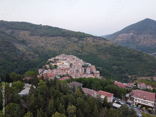 Small mountain village Lenola, aerial view, located near Fondi, Latina, Italy © barmalini
