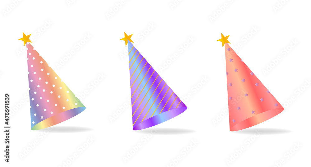 Party hats isolated on white background, vector