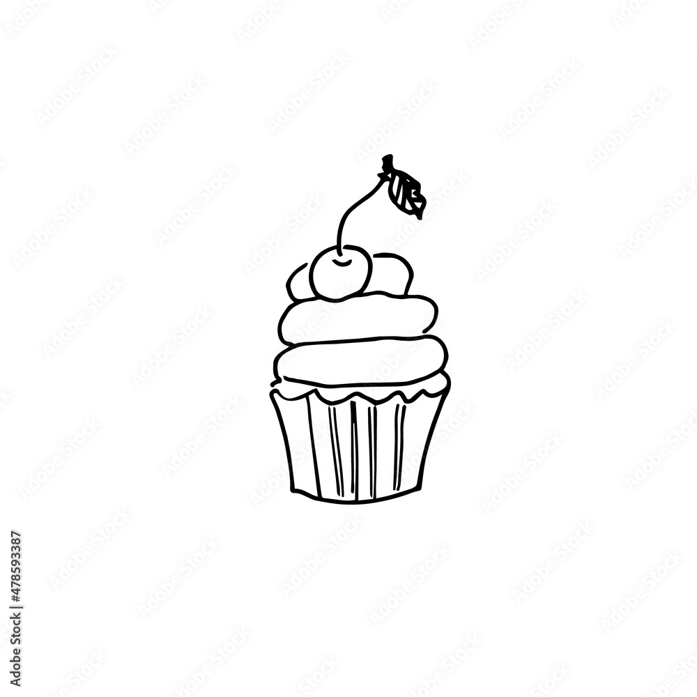 Cupcake on a white background. Drawn in an illustrator Cupcake on a white background. Drawn in an illustrator