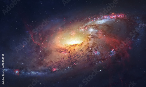 Bright galaxy with starry light and Nebula. Stars and far galaxies. Sci-fi space wallpaper. Elements of this image furnished by NASA © dimazel