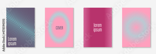 Gradient cover template with line geometric elements and shapes.
