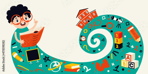 Education Concept With Cartoon Character