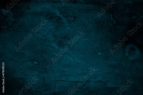 Abstract blue cement plaster wall with crack and spots for texture background