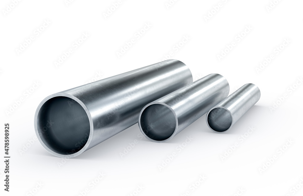 Metal pipes isolated on the white background. 3d rendering Metal pipes isolated on the white background. 3d rendering