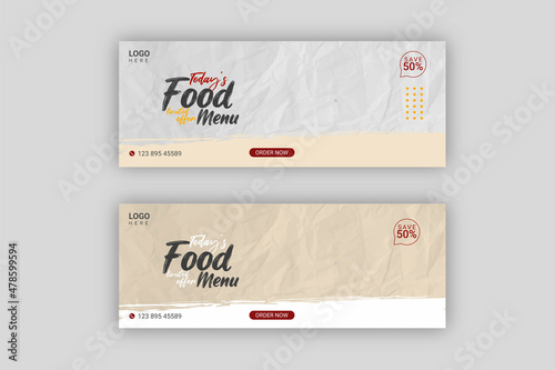 Food menu and restaurant facebook cover template 
