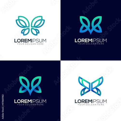 Canvas Print Set collection butterfly gradient colorful logo concept