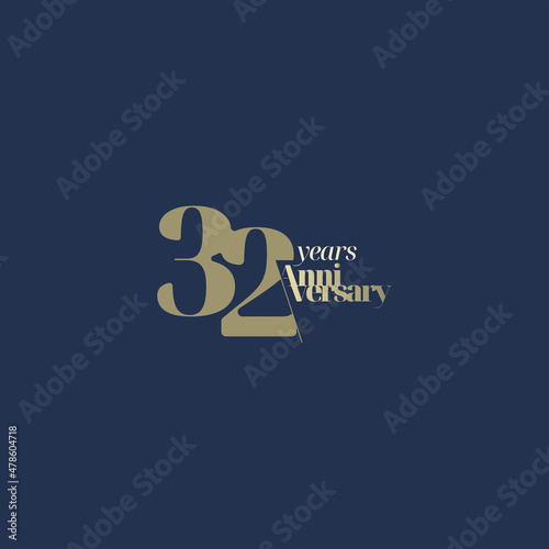 32 years anniversary logotype with modern minimalism style. Vector Template Design Illustration.