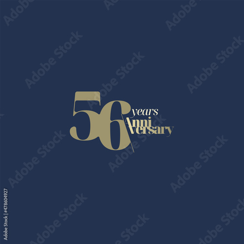 56 years anniversary logotype with modern minimalism style. Vector Template Design Illustration.