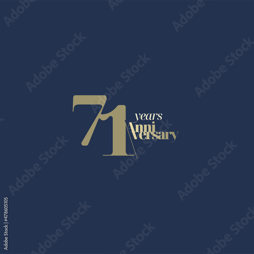 71 years anniversary logotype with modern minimalism style. Vector Template Design Illustration.