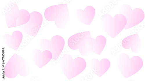 Vector background of pink gradient hearts overlapping each other on white background. Valentine's day, Mother's day, hearts background. Happy, copy space.