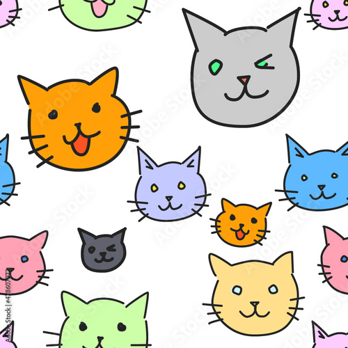 Fototapeta Naklejka Na Ścianę i Meble -  pattern with cute colorful cats