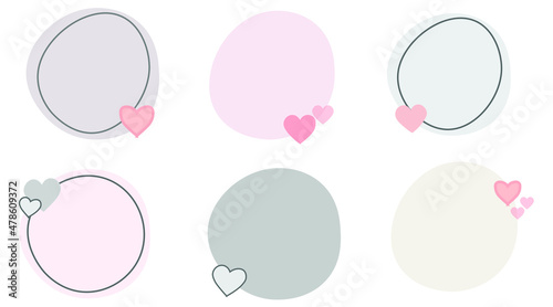 Vector set of six creative love backgrounds with copy space for text. Valentines Day, pink, happy. Abstract. Design templates for social media