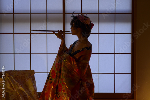 Schilderij op canvas 遊郭の花魁イメージ