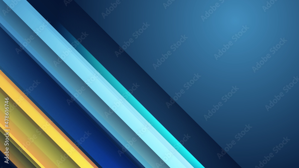 Fototapeta premium Modern blue and orange yellow abstract 3d presentation background