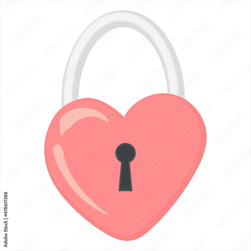 Lock vector icon. Hand-drawn castle in the shape of a heart isolated on a white background. Festive vintage element for valentine's day. Cute romantic concept, simple flat pictures for decoration Lock vector icon. Hand-drawn castle in the shape of a heart isolated on a white background. Festive vintage element for valentine's day. Cute romantic concept, simple flat pictures for decoration