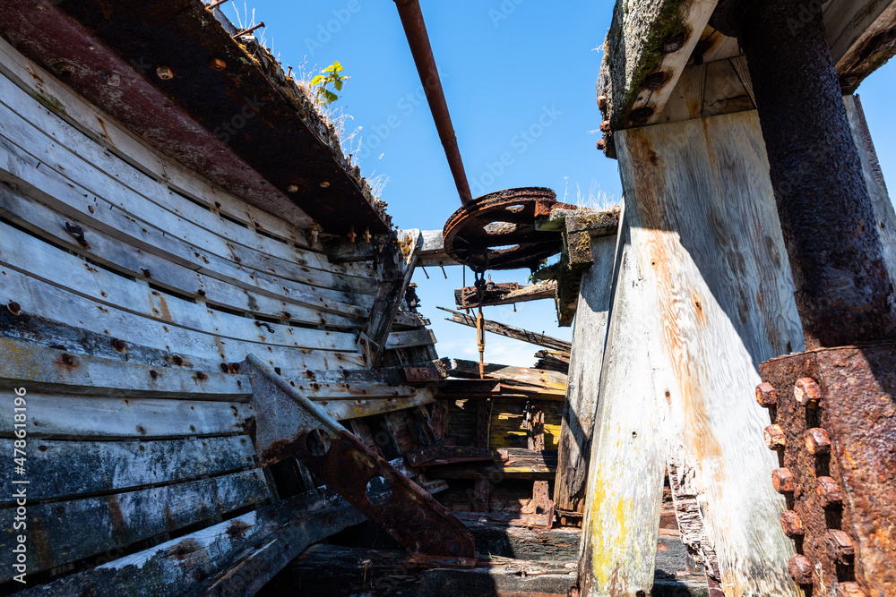 Detail of shipwreck in Squirrel Cove, Cortes Island, British Columbia, Canada Detail of shipwreck in Squirrel Cove, Cortes Island, British Columbia, Canada