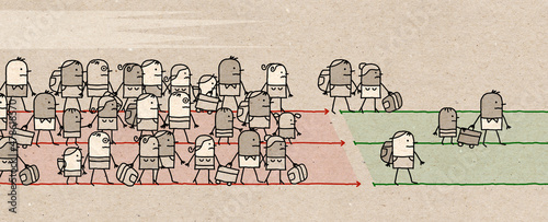 Photography Cartoon Migrating People on the Frontier