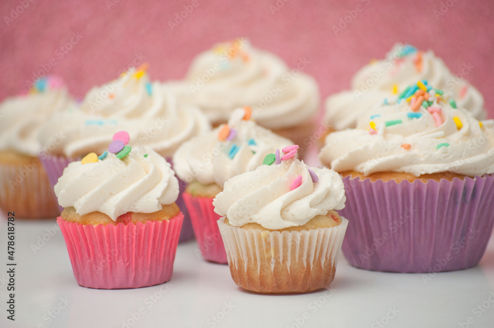 cupcake with pastel pink sprinkles