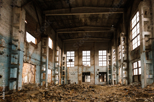 Old abandoned large industrial hall waiting for demolition © Mulderphoto