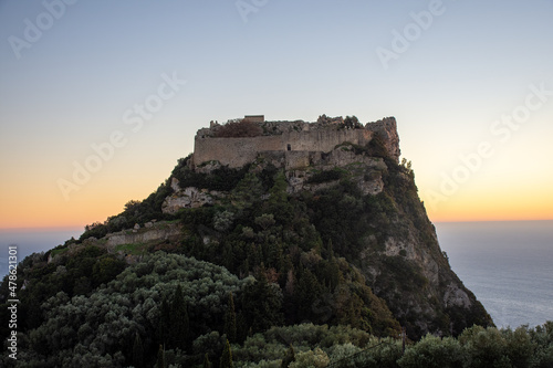 Angelokastro Castle - Old ruins of fortress at Paleokastrites  Corfu island  Ionian sea  Greece  Europe.