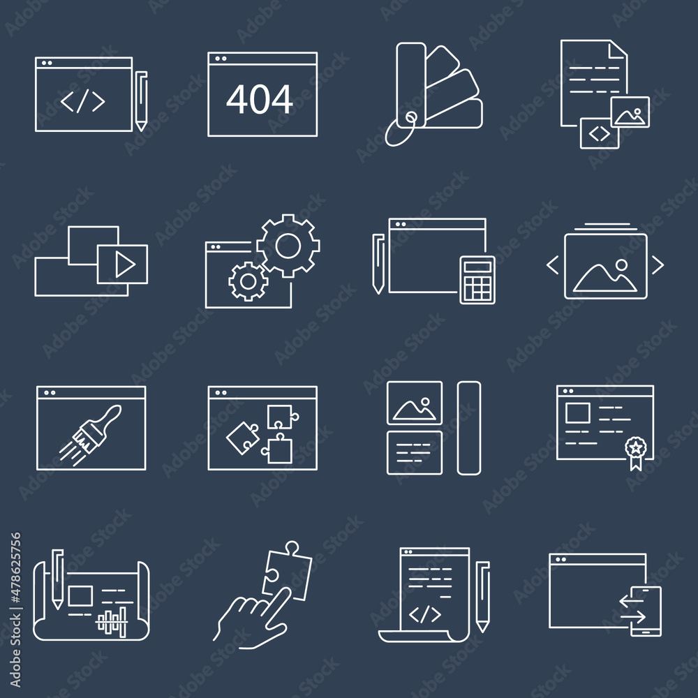 Web Development icons set . Web Development pack symbol vector elements for infographic web Web Development icons set . Web Development pack symbol vector elements for infographic web