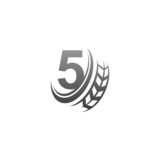 Number 5 with trailing wheel icon design template illustration