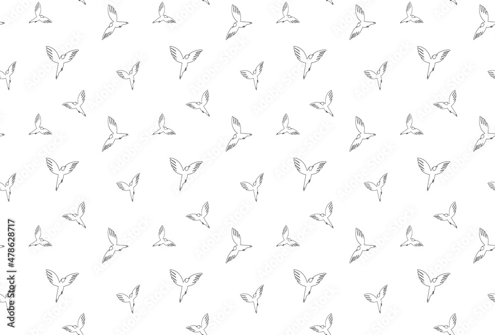 Seamless pattern with white  flying birds.