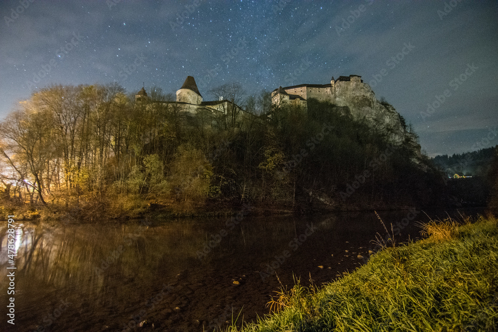 old castle in the night, Orava, Oravsky hrad, Orava Castle, Slovakia, Europe
