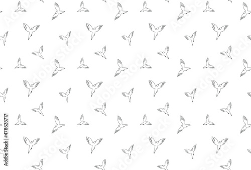 Seamless pattern with white  flying birds.