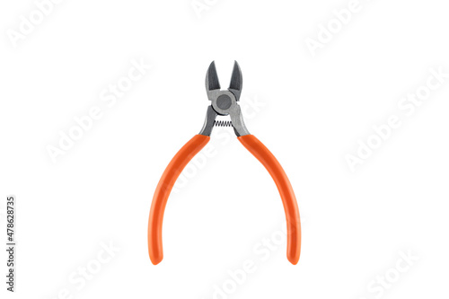 Nipper with orange handles isolated on a white background. photo