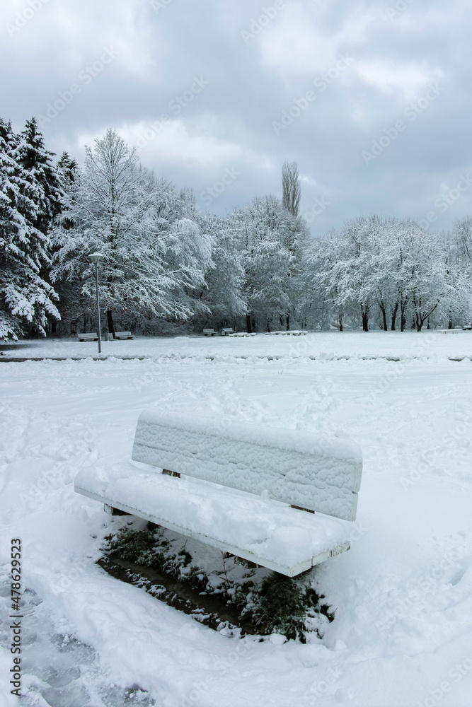 Winter view panorama of South Park in city of Sofia, Bulgaria Winter view panorama of South Park in city of Sofia, Bulgaria