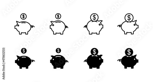 Bank icons set. Bank sign and symbol, museum, university