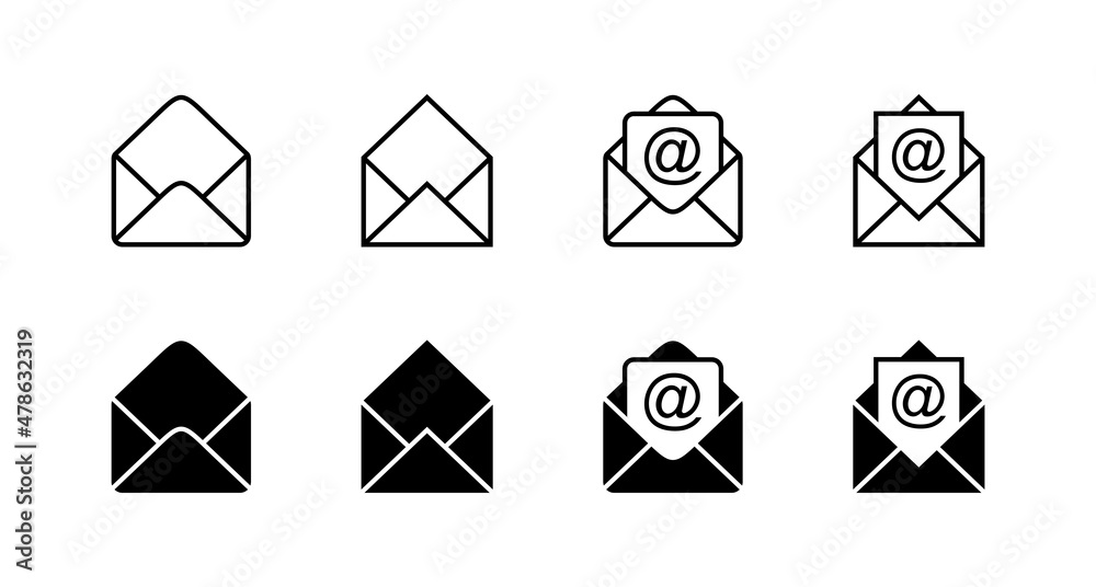 Mail icons set. email sign and symbol. E-mail icon. Envelope icon Mail icons set. email sign and symbol. E-mail icon. Envelope icon