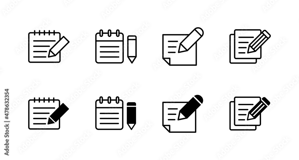 Note icons set. notepad sign and symbol Note icons set. notepad sign and symbol