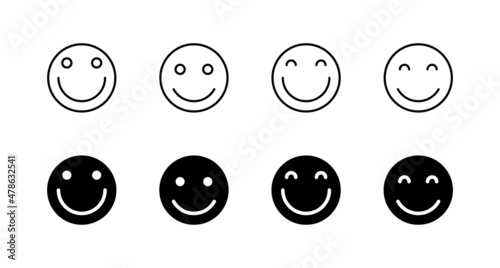 Smile icons set. smile emoticon icon. feedback sign and symbol