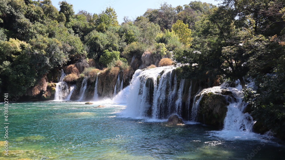 Fototapeta premium Krka National Park with beautiful waterfalls, Dalmatia, Croatia
