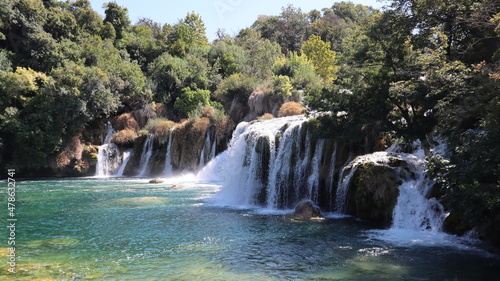 Krka National Park with beautiful waterfalls  Dalmatia  Croatia