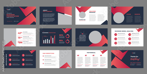 Business Presentation Brochure Guide Design or Pitch Deck Slide Template or Sales Guide Slider
