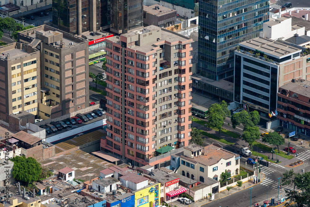 Naklejka premium Central Downtown Commercial and Financial Districts Capital City Lima Peru